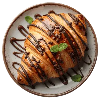 Croissant au chocolat croustillant de la pâtisserie ESENGO à Brazzaville